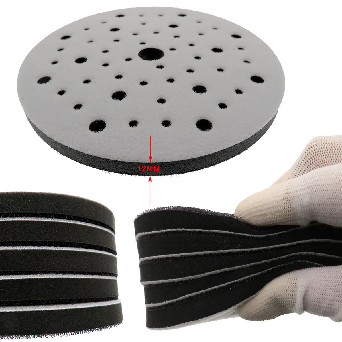 Spugna interfaccia Pad 6 pollici 150mm 53 fori cuscino gancio anello tampone spugna per levigatrice supporto strumenti abrasivi accessori