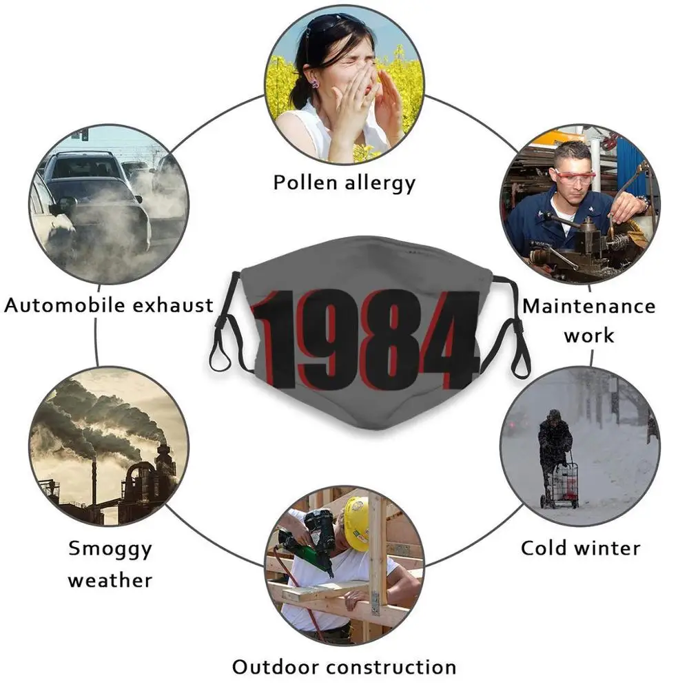 1984 ตลกพิมพ์Reusable Pm2.5 Filter Face Mask 1984 Findyourthing 80 S 80 S 1980 S Nanny State Alexaฟัง