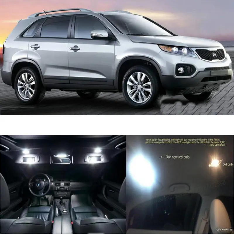 

Светодиодные фонари для салона автомобиля для kia sorento r, комнатная купольная карта, чтение ног, дверная лампа, без ошибок, 12 шт.