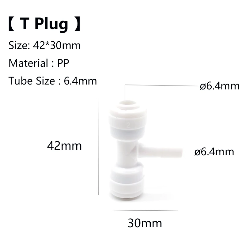 

1/4 Inch OD T Plug To PE TUBE Quick Connector Garden Water Mist System RO Reverse Osmosis System 20 Pcs