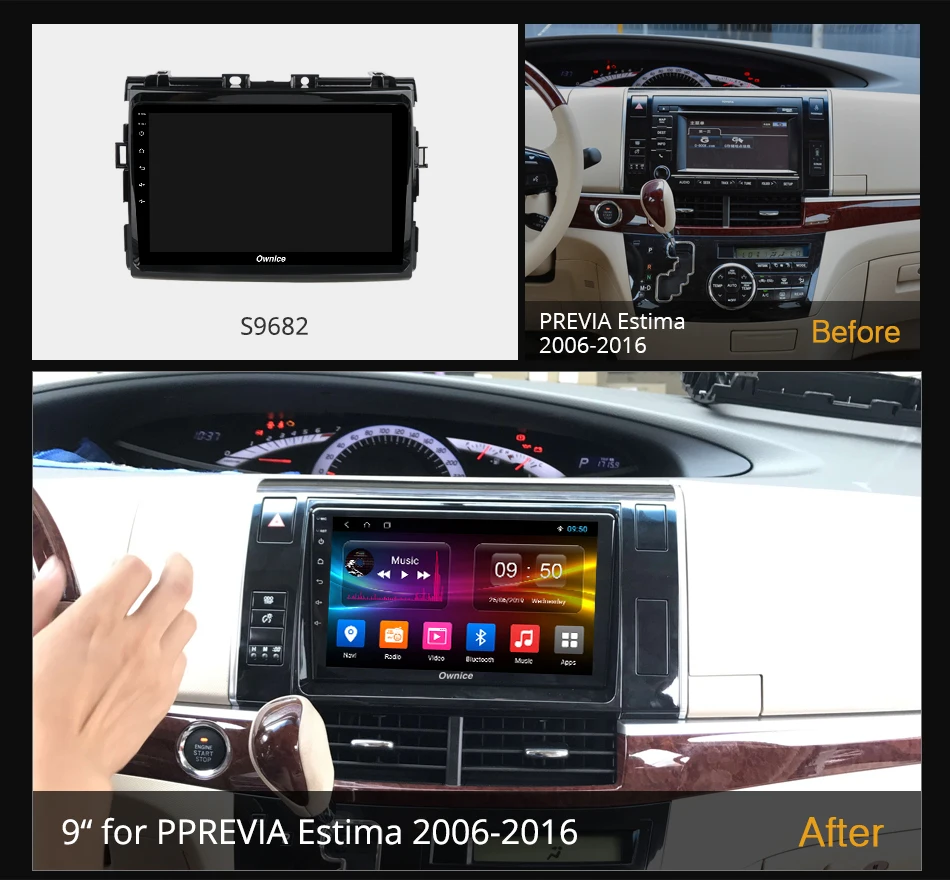 6G+128G QLED Car GPS Audio Radio Stereo For PREVIA estima 2006 - 2016 NAVI 4G LTE DSP SPDIF Head Unit System SPDIF BT 5.0