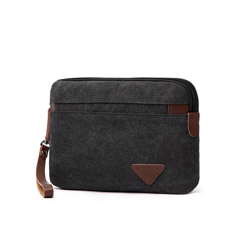 Canvas Classic Clutch Bags Men Boys Handbags Solid Colors Messenger Strong Fabric Bag Minimalism Style Multi-function Brief 2023