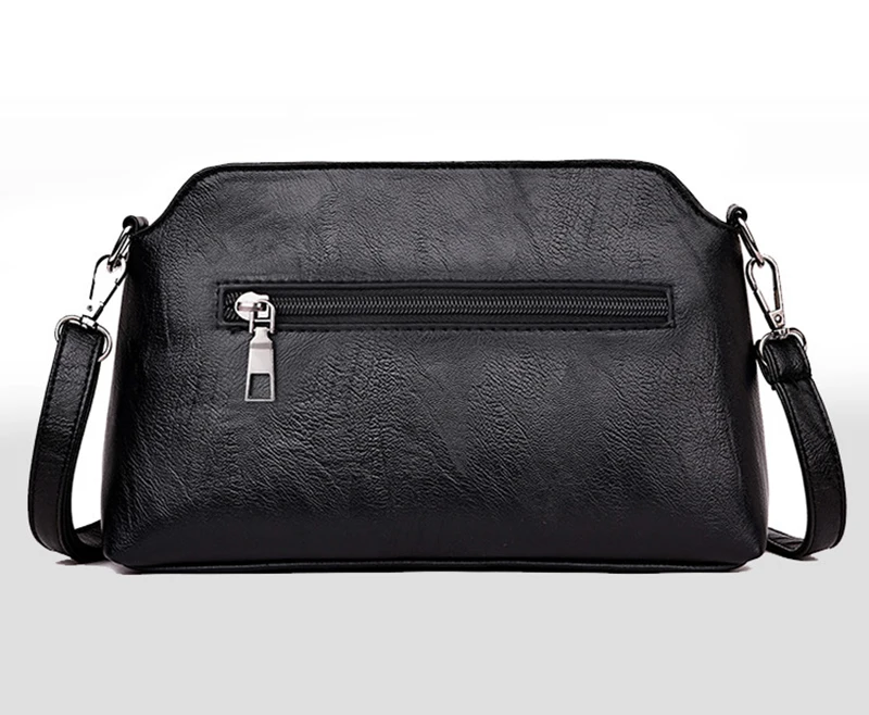 Neue Casual Mama Messenger Bags Umhängetasche PU Leder Schwarz Handtaschen für Frauen Kleine Umhängetasche Geldbörse – Detail 24