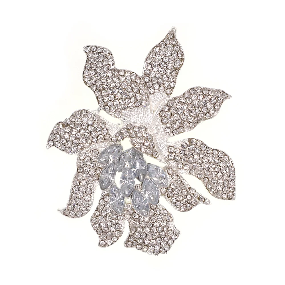 

10pcs/lot Crystal Rhinestone Large Flowers Brooch Pins Woman Jewelry Gift Brooches