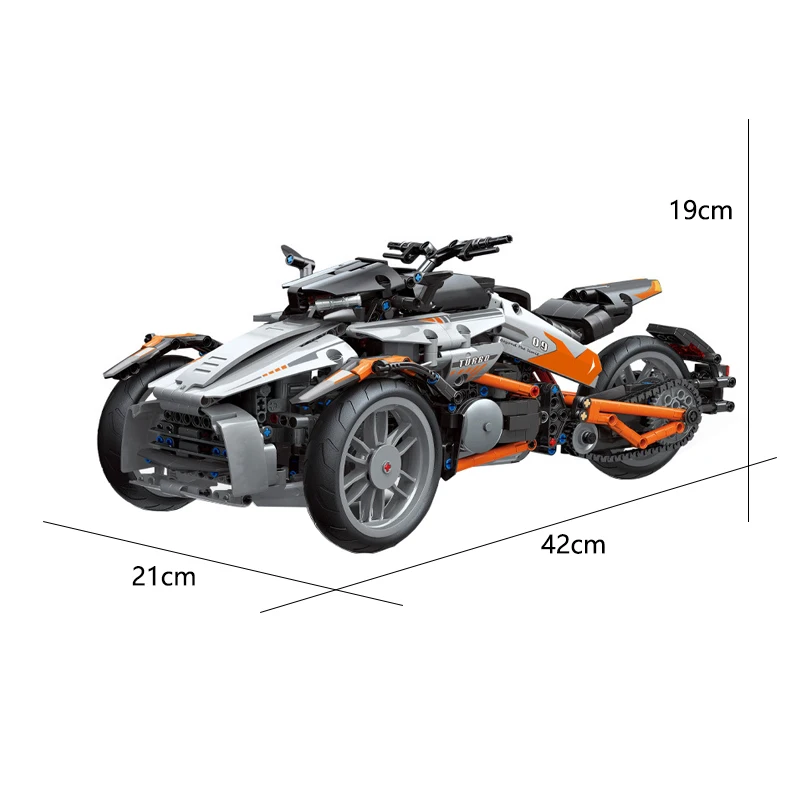 MOC Idea Motorcycle Vehicle Technical Building Blocks Model City Racing Car Brick 1228pcs Assembling DIY Toys For Children