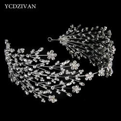 YCDZSWWL Crystal Floral Decor Elegant Bridal Hairbands Rhinestone Tiaras Wedding Crown Jewelry