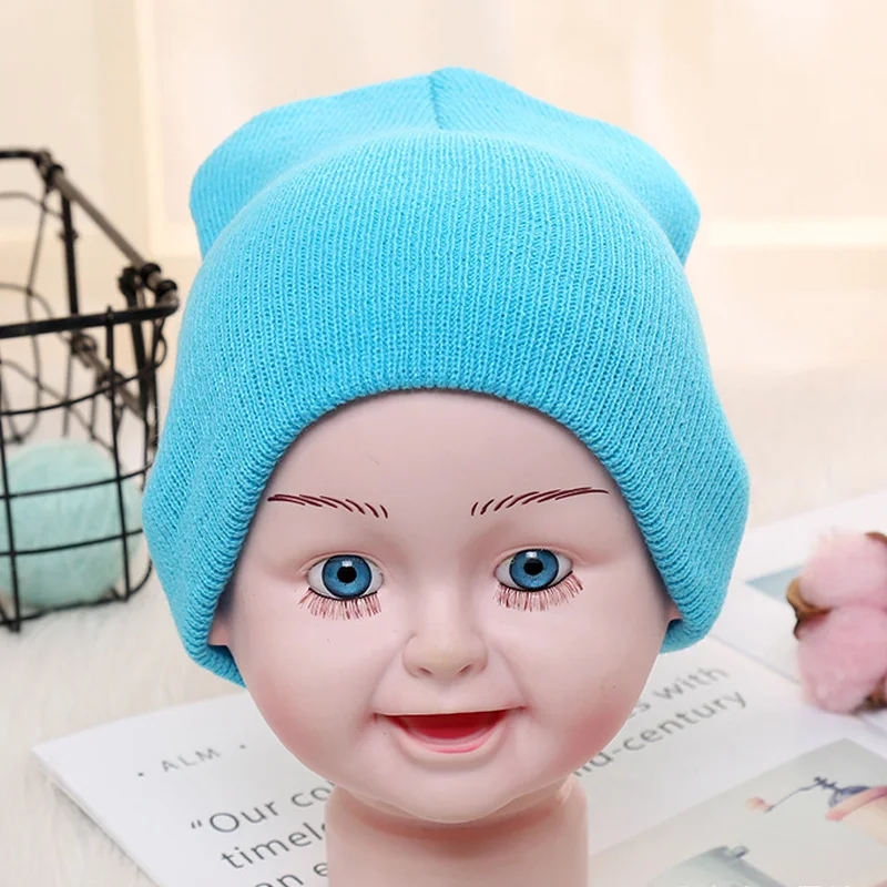 0M-4Y Toddler Infant Candy Color Hats Baby Boy Girl Warm  Knit Wool Children\'s Cap Cotton Soft Newborn Kids Beanie