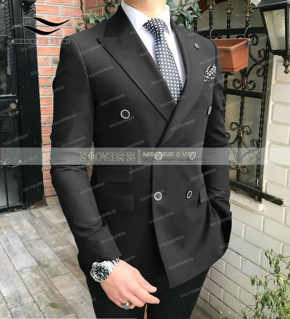 Only 1 pcs Jacket !!  Navy Men\'s Double Breasted Blazer Regular Fit Notch Lapel Solid Prom Tuxedos Formal Best Man Jacket