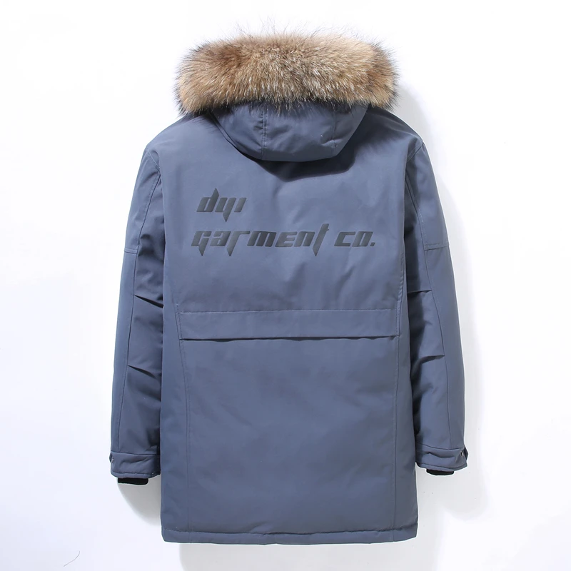 2021 Long down jacket star tiktok brand same style men's puffer with thick young winter coat fur collar hooded couples coat