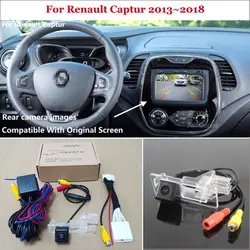 Yeshibation Car Rear View Back Up Reverse Camera Sets For Renault Captur 2013~2018 - HD Night Vision RCA & Original Screen