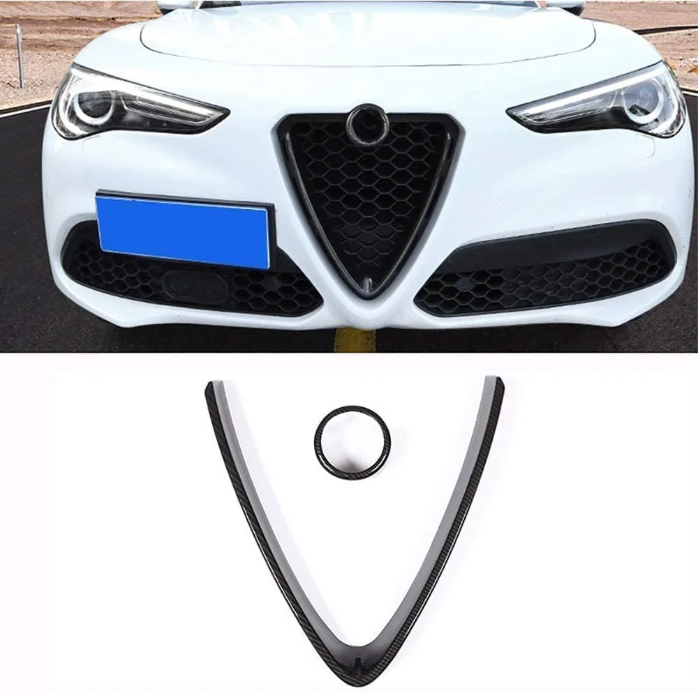 

For Alfa Romeo Stelvio 2017 2018 2019 2020 Accessories (NOT Applicable For Giulia) ABS Chrome Front Grill Decoration Frame Trim