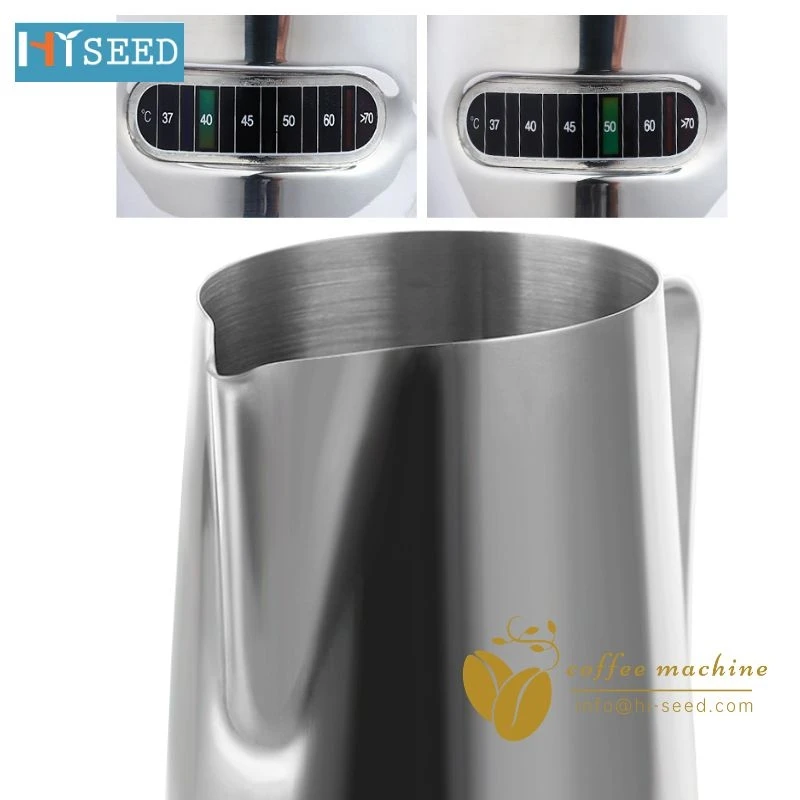 Stainless Steel Garland Cup Coffee Garland Cylinder With Temperature Sensing Garland Cup 600ml Pointed-Neck Milk Tank Milk Foam