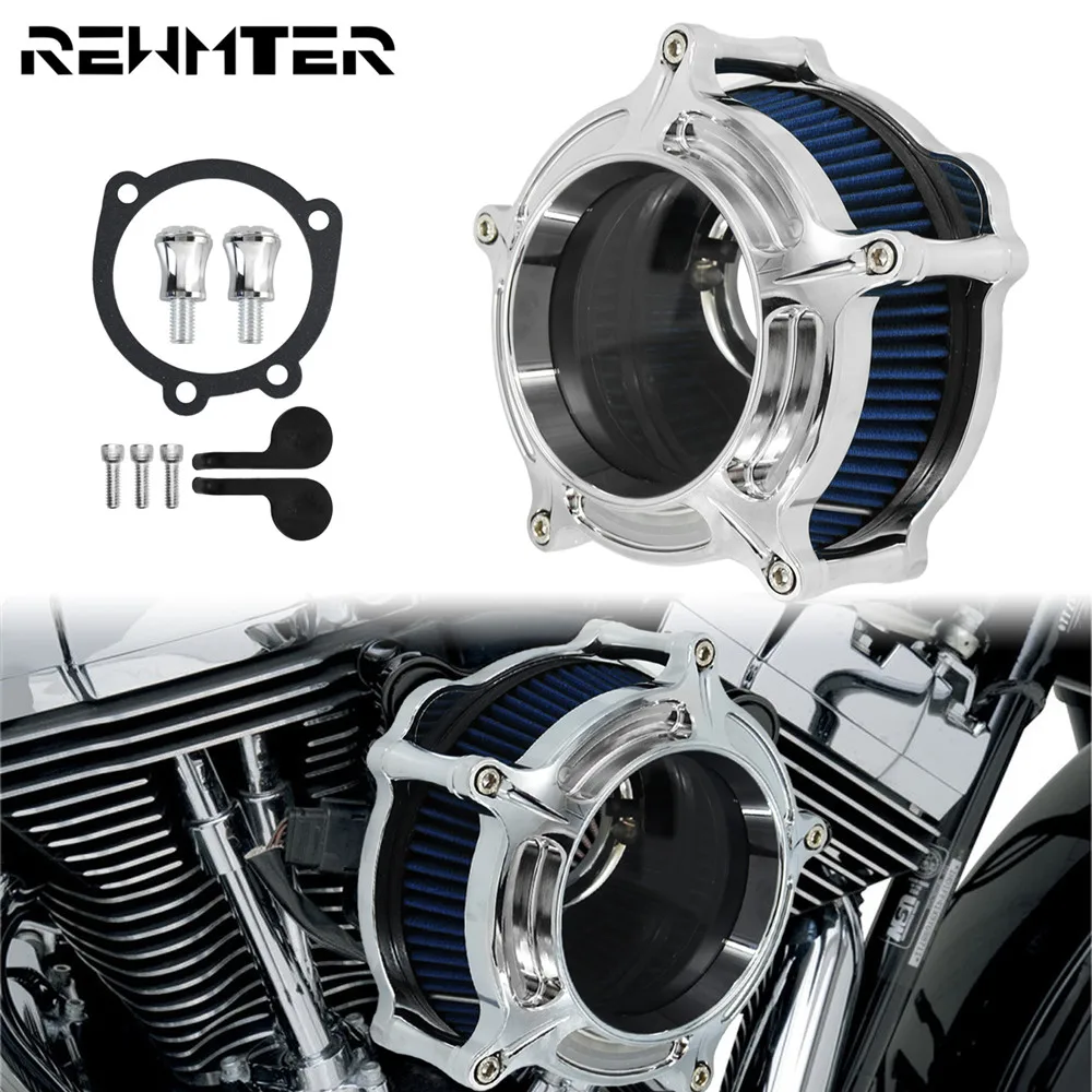 

Motorcycle Air Filter Aluminum Blue Intake Transparent Air Cleaner For Harley Touring 00-20 Electra Glide Sportster XL04-19 Dyna