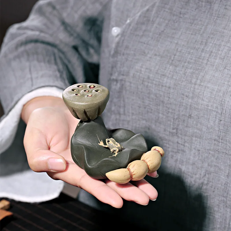 PINNY Purple Clay Lotus Seed Pot Holder Tea Pet Ceramic Tea Ceremony Ornaments Zen Zen Creative Ornaments Figurines