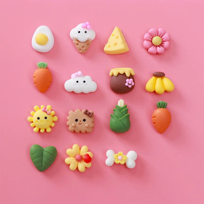20Pcs/Lot Cute Cartoon Resin Nail Art Decorations Ice Cream Shaped Rhinestones Nail Glitter Jelly Ornaments For 3D Nail Tips