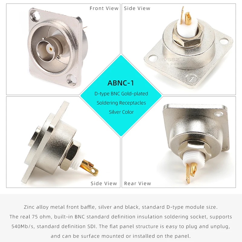 AVSSZ d-type 75 ohm BNC SD SDI wideo koncentryczne złącza dwukierunkowy dokowanie Q9 86 mocowanie panelu BNC lutowanie lutowanie gniazdo żeńskie