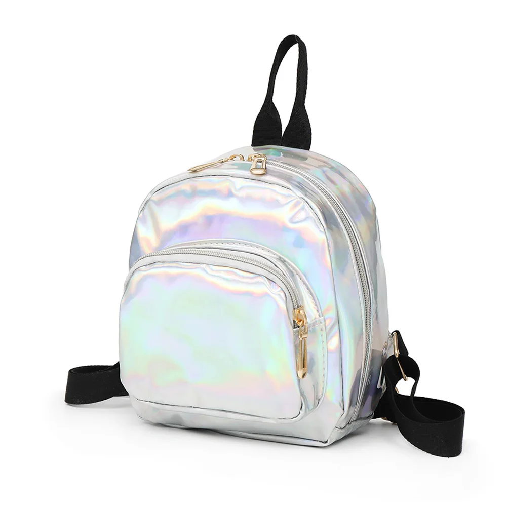 Moda feminina mini mochila sólida zíper sacos de escola para adolescentes glitter plutônio couro mochila feminina mujer 2018