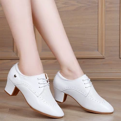 Latin Dance Shoes Woman Square Sports Leather Soft sole Shoes Dancing Zapatos Mujer Sneakers Breathable Ballroom Shoes For Women