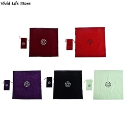 2pcs/set Pentagram Tarot Tablecloth With Bag Velvet Altar Tarot Cloth Pentacles Mat