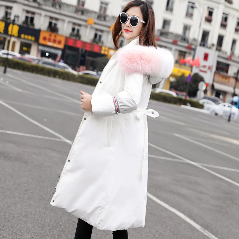 Winter Female Jacket Thick Warm Women's Down Jacket Large Fox Fur Hooded Clothes 2020 Korean Duck Down Coat Hiver 56207