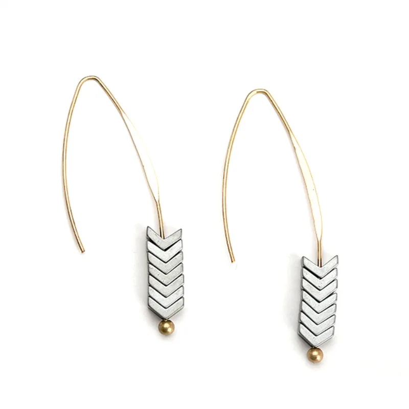 2020 new herringbone Geometric V shape Arrow ore retro drop earrings for women