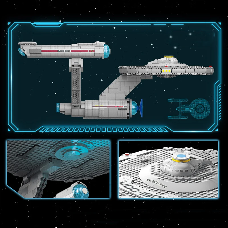 MOC Technical Star-Treks Spaceship U.S.S Enterprise NCC-1701-D Heavy Cruiser Model Building Blocks bricks Toys For Children Gift