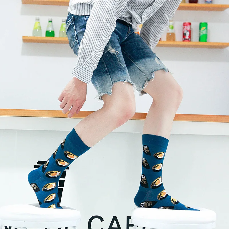 1 Pair Men Socks Combed Cotton Colorful Funny Socks New  Autumn Winter Happy Socks For Business Causal Dress Wedding Gift