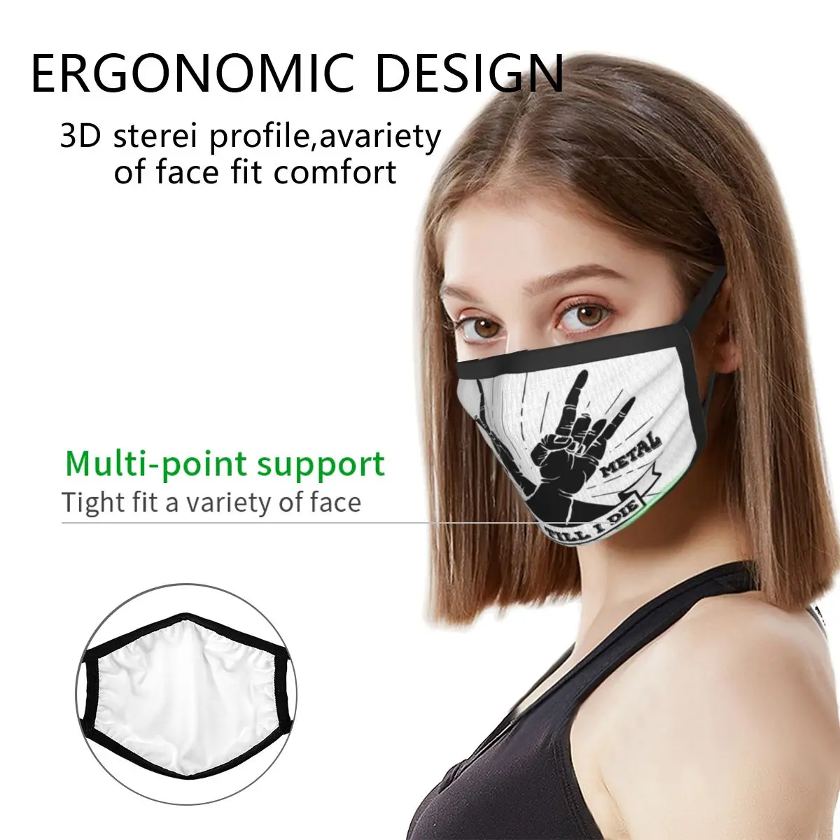 Heavy Metal Reusable Face Mask Rock Roll Music Anti Haze Dustproof Mask Protection Mask Respirator Mouth Muffle