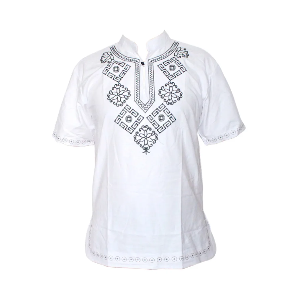 Vestiti africani di Cotone Dell'annata di Stampa Africana Ricamato Camicia Dashiki Unisex Tradizionale Nigeriano Nativo Ankara tacchino Top