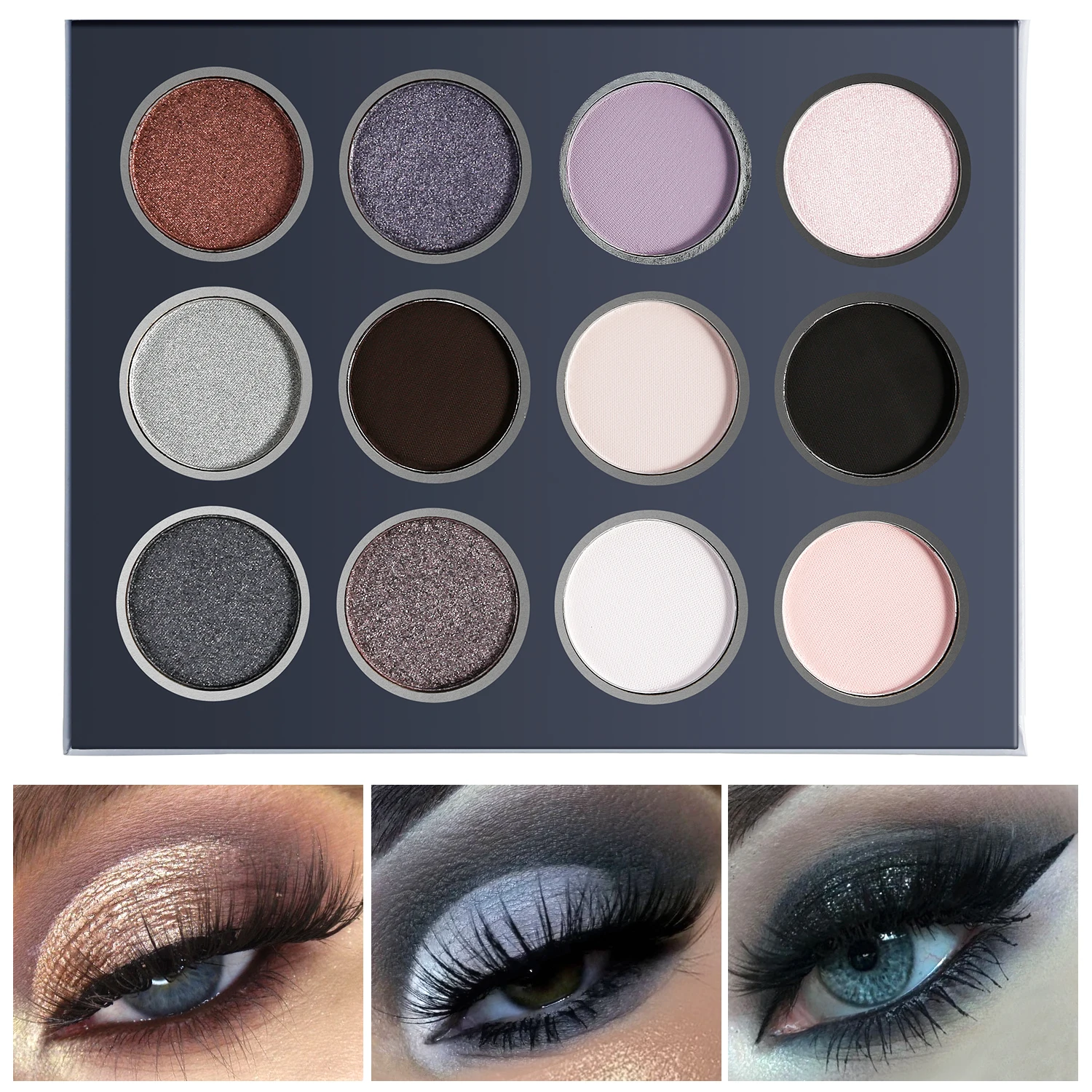 

DE'LANCI Node Black Eyeshadow Palette Smokey Pigmented ​Matte Glitter for Eyes Pigment Make up Pallet Cute Small Long-Lasting