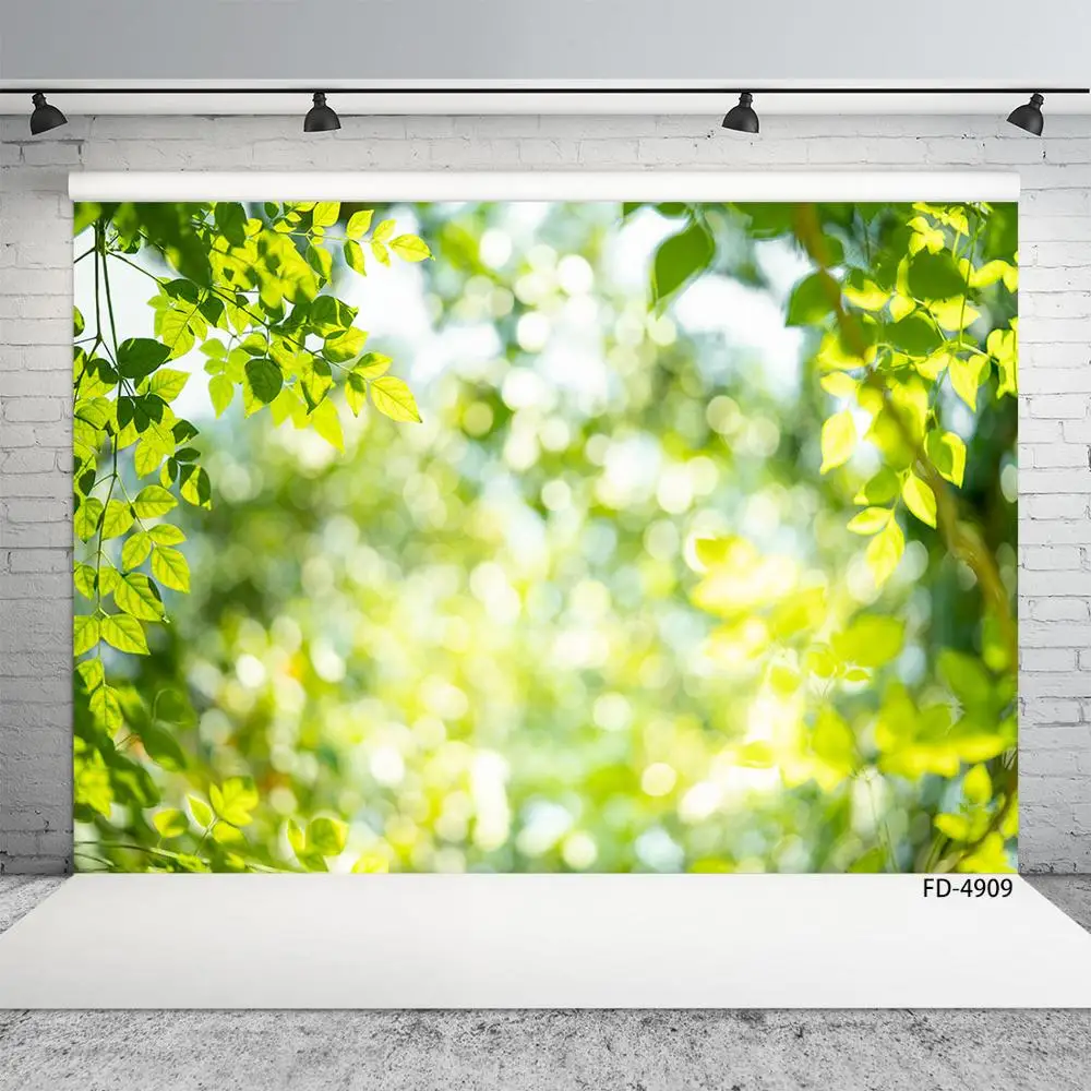 

Фон для фотосъемки с зелеными листьями и вспышками Bokeh на заказ, фотостудия для детей, домашние весенние вечерние фотосессии