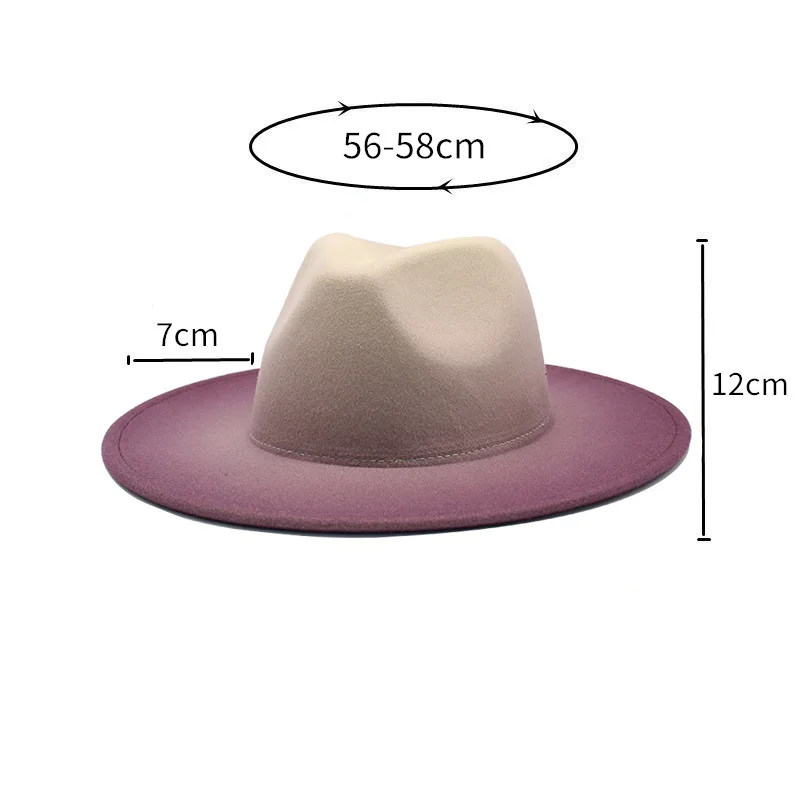 Hot gradient Autumn Winter Sun Hat Women Men Fedora Hat Classical Wide Brim Men Women Two-color British  Jazz hats Wholesale