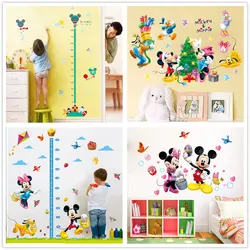 Cute Cartoon Mouse Wall Sticker Kids Room Girls Bedroom Height Measuring Ruler Adhesive DIY Nursery Decals Wallpaper Child Gift
