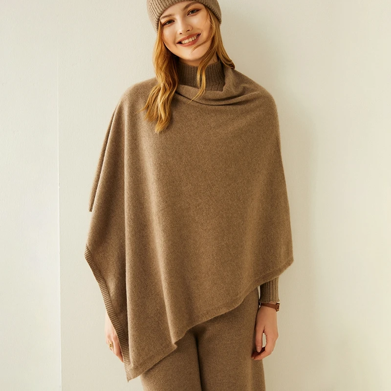 New Arrival  Autumn Winter Knit Women Scarf Solid 100% Goat Cashmere Poncho Warm Fashion Capes Lady High Quality  Scarves