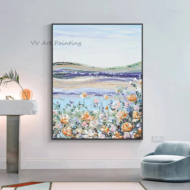 

Large Wall Art Handmade Canvas Painting Hand Painted Landscape Thick Flower Oil Painting Cuadros home Decoration Salon Picture