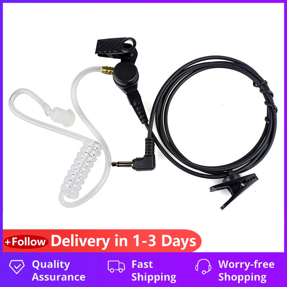 Straight Listen Only Transparent Flexible Acoustic Tube Earpiece 3.5mm Earphone headset Mono Jack for Walkie-talkie