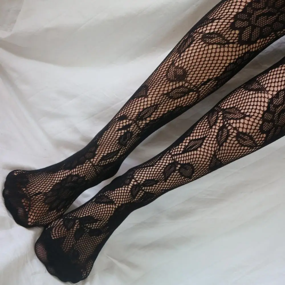 KASURE เซ็กซี่ผู้หญิง Tights โปร่งใส Jacquard Pantyhose ดอกไม้รูปแบบ Tattoo Popsockets ตาข่าย Fishnet Tights ยืดหยุ่นสูง