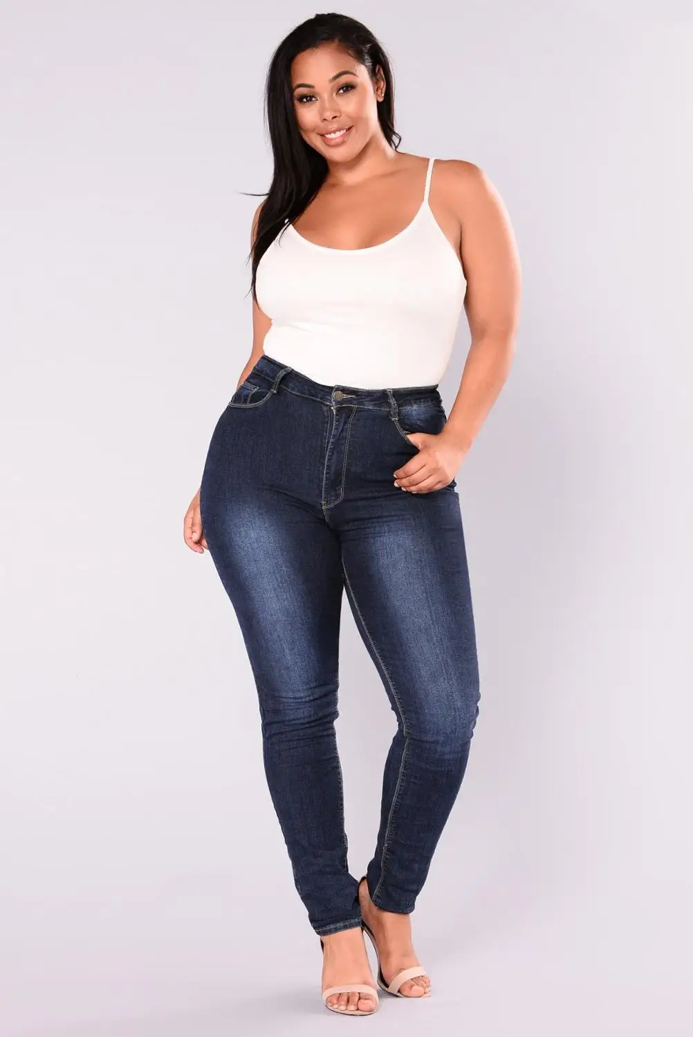 Pantalones vaqueros de cintura alta para mujer, Jeans ajustados de pies pequeños de alta elasticidad, ropa de talla grande de alta calidad, gran