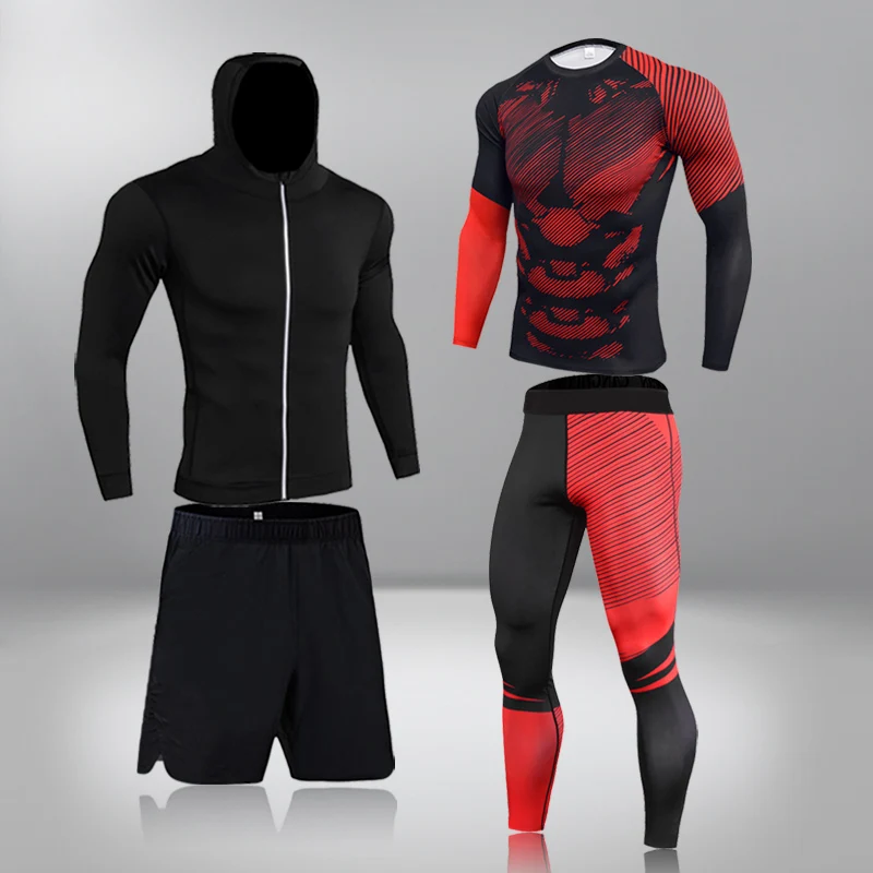 Warm Base Coat Kits Teenager Tight Breathable Tracksuits  Men's Compression Running Set Football Basketball Cycling Fitness