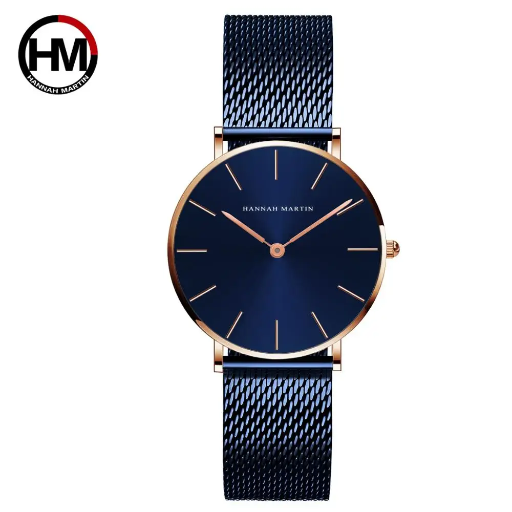 36mm New Arrival Rose Gold Black Simple Bauhaus Design Japan Quartz Ladies Stainless Steel Ultra Thin Waterproof Women Watches