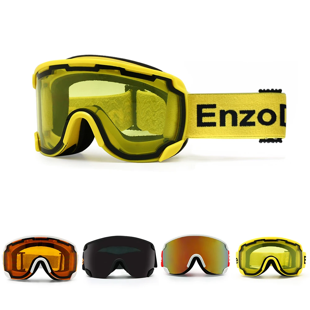 EnzoDate-Gafas de nieve de esquí, lentes dobles, antiniebla, protección UV, visera deportiva de invierno, gafas de Snowboard
