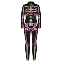 Boys Girls Cosplay Costume Kid Skeleton 3D Digital Printing Jumpsuit Children Carnival Purim Party Clothes Funny Zentai Suit