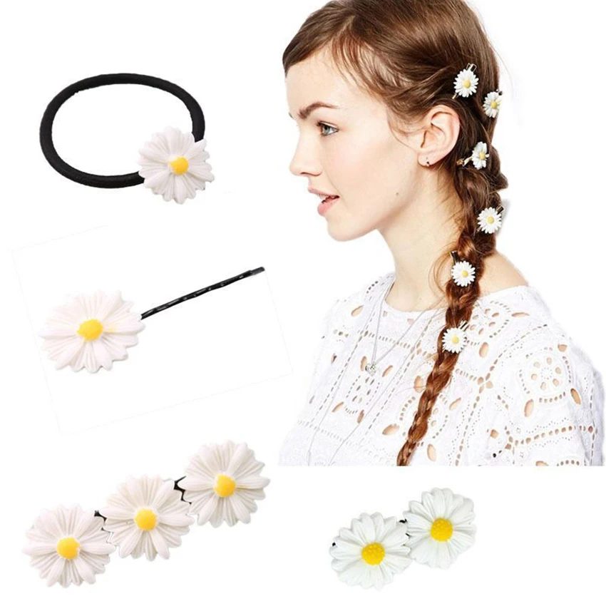 1pcs Flowers Shaped Hair Clip Women Girls Headdress Hair Clip Rubber Band Fashion Hair Accessories Acrylic Hair Barrettes