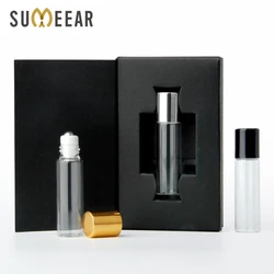 50 Pieces/Lot 5ml Perfume Bottles Package box With Roll On Essential Oil Bottle Empty Steel Ball Bottle Cosmetic for Travel