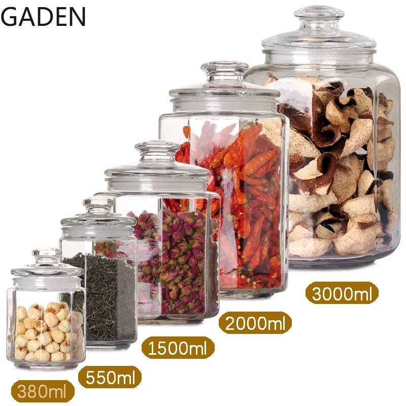 Octagonal Transparent Glass Sealed Tank Storage Tank Tea Caddy Dried Fruit Bottle Storage Bottle Dried Fruit Storage Tank