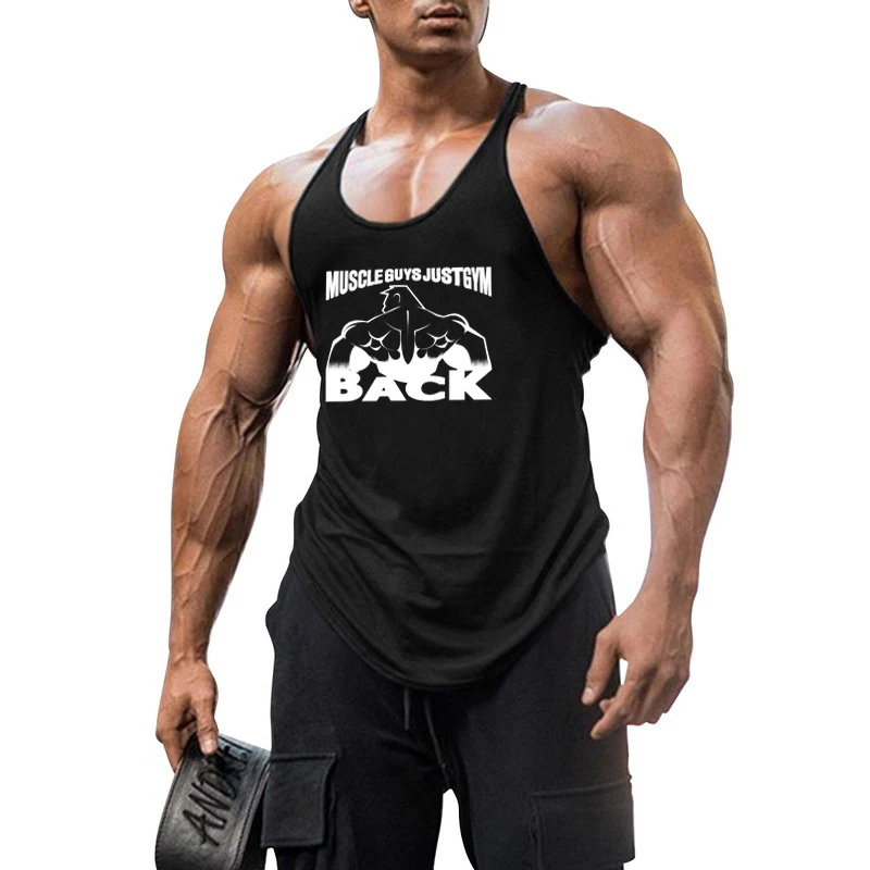 Muscleguys Gym Clothing Cotton Fitness Stringer Tank Top Mens Bodybuilding  SingletsMen Muscle Sleeveless Shirt Running Vest Men