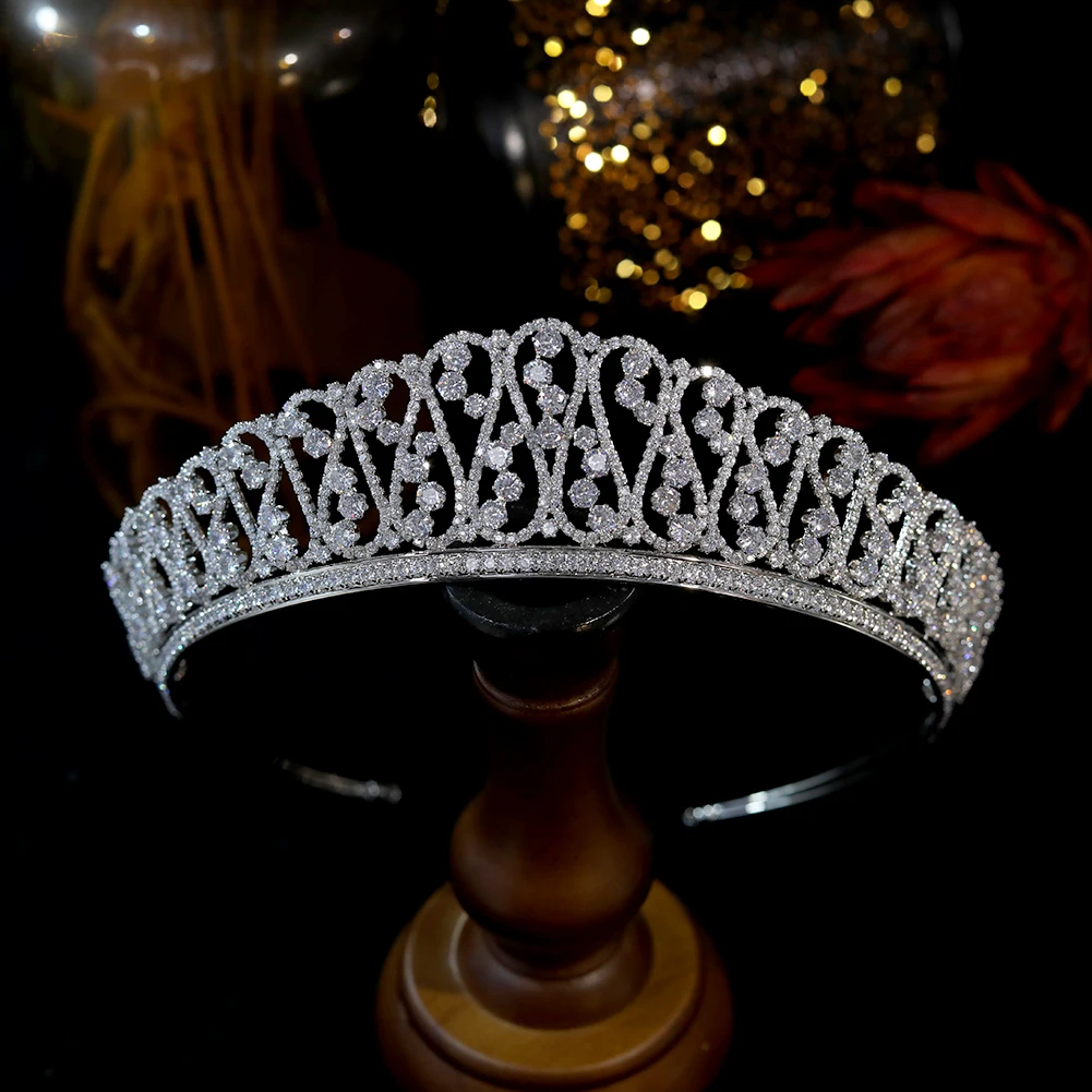 Imagem -04 - Asnora-tiara Nupcial com Zircônia Acessórios para Vestidos de Noiva Cristal Figura Geométrica Prateada para Mulheres A01298