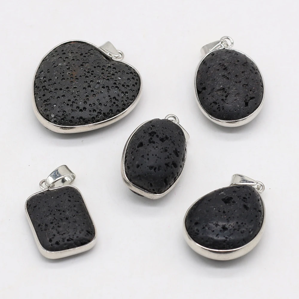 Natural Semi-precious Stones Pendant Volcanic Rock for DIY Jewelry Making Necklace Earrings Accessories Gift