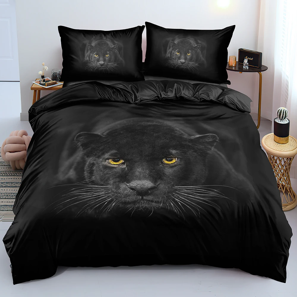 3D Duvet Cover Sets Bedding Sets Quilt Cover and Pillowslip 173*220 203*230 210*210cm Design Animal Leopard Black Home Textile