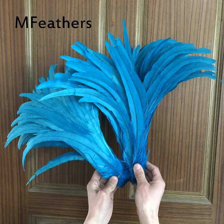 Wholesale 20-500PCS Turquoise Dyed Rooster Coque Feather Plumes Plumages 40-45CM 16-18